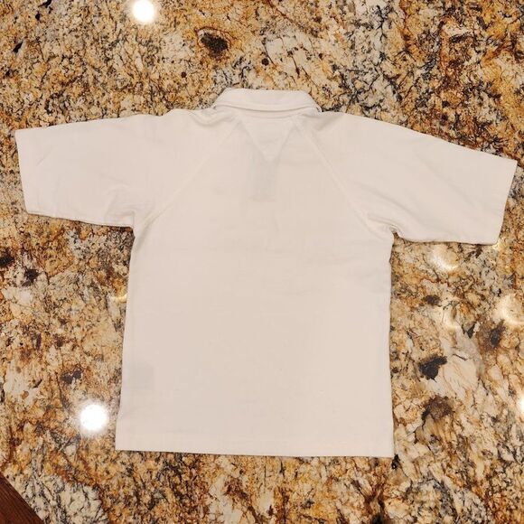 Tommy Hilfiger Polo Shirt White w Navy Stripe Boys Size Small - Picture 2 of 3